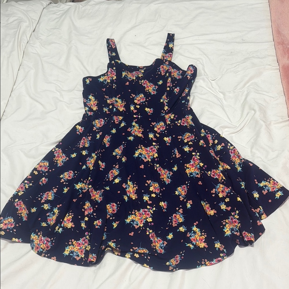Floral Kids Dress in Navy Blue